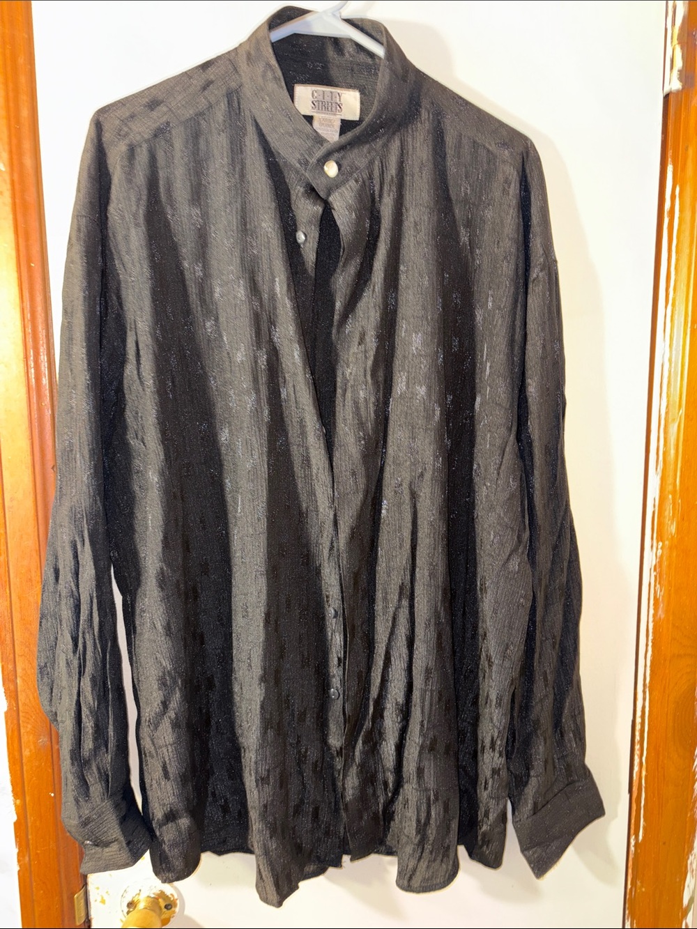 City Streets Black Lightweight Mandarin Collar Shirt Jacket
